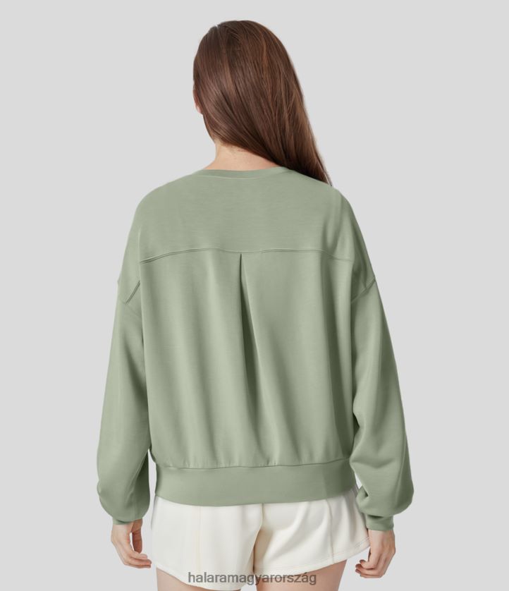 ruházat Halara kerek nyakú ejtett váll hátul plicated alkalmi pulóver spárga nők 8FPF802025