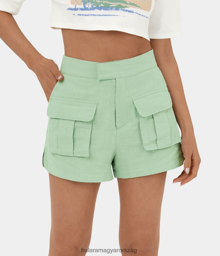ruházat Halara magas derekú cipzáras oldalsó füles zseb ívelt szegéllyel alkalmi cargo pamut rövidnadrág 2,5" aqua hab nők 8FPF80279