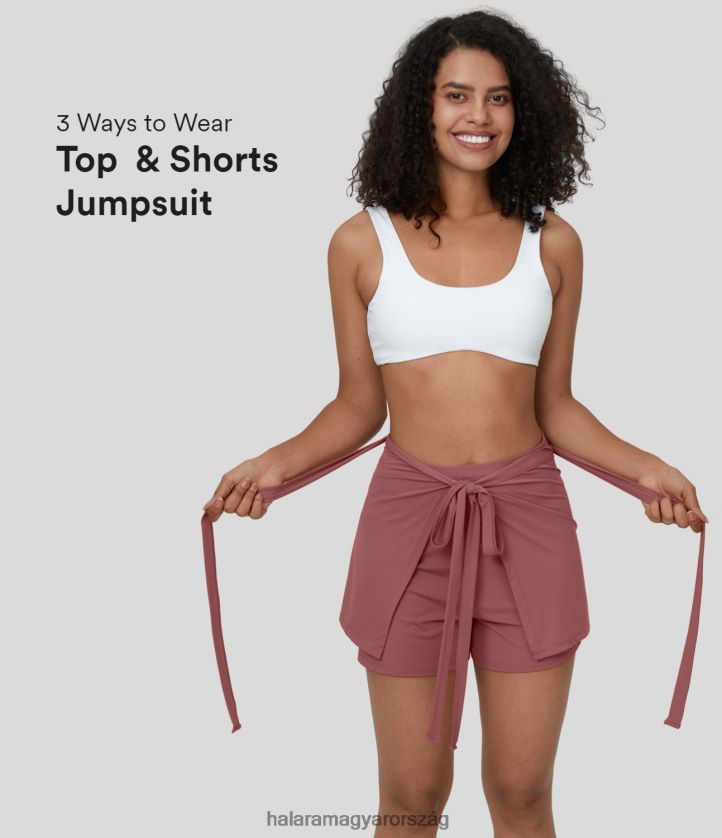 ruházat Halara magas derekú megkötős elöl egyrészes, lezser alkalmi rövidnadrág világos rózsa vörös nők 8FPF801267