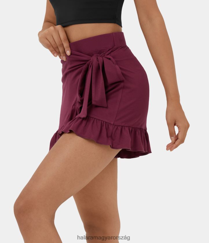 ruházat Halara magas derekú, oldalsó, fodros szegélyű, lezser, alkalmi rövidnadrág, 3,5" vörös ibolya nők 8FPF801262