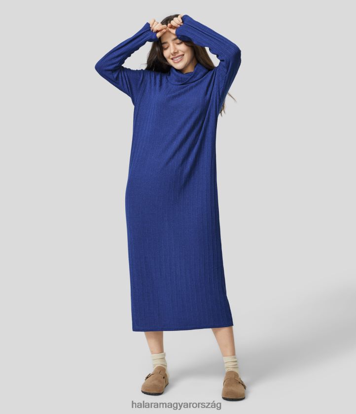 ruházat Halara bordázott burkolatú nyakú, hosszú ujjú alkalmi midi ruha eredeti nők 8FPF801214