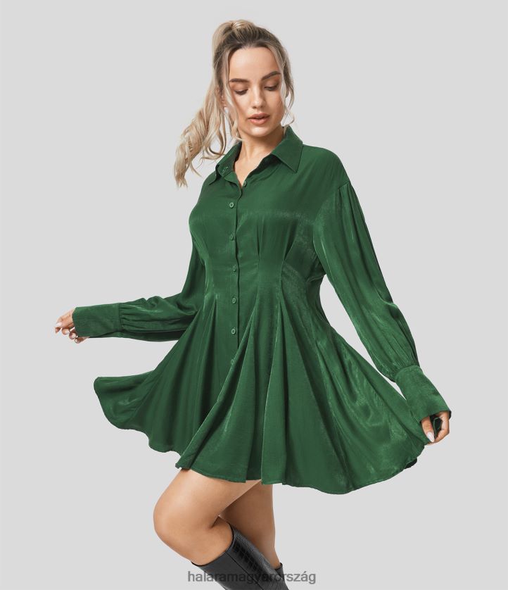 ruházat Halara galléros hosszú ujjú korcsolyázó mini alkalmi ingruha Éden nők 8FPF801046