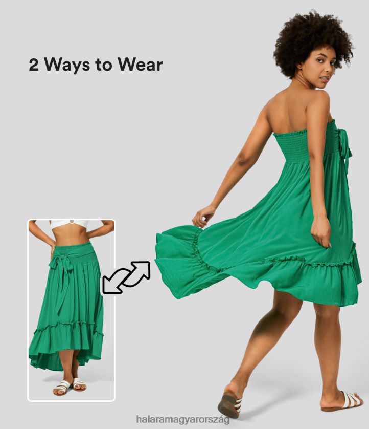 ruházat Halara hát nélküli fodros ráncolt nyakkendő elöl magas alacsony midi alkalmi ruha ara papagáj nők 8FPF801189