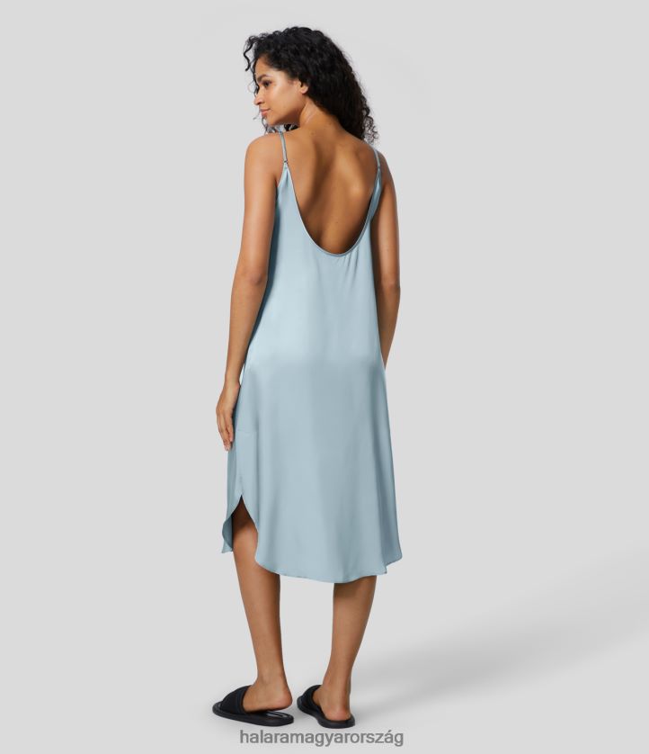 ruházat Halara hát nélküli hajlított szegélyű szaténszerű midi alkalmi csúszóruha sterling kék nők 8FPF801248
