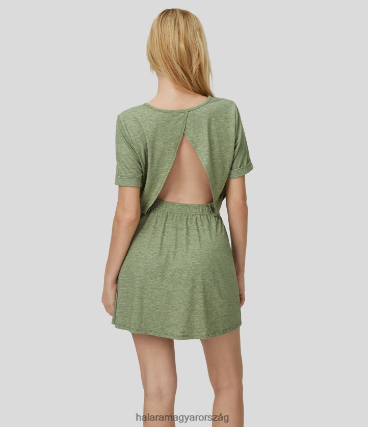 ruházat Halara kerek nyakú rövid ujjú, hát nélküli kivágású mini alkalmi ruha világoszöld virágos fonal nők 8FPF801011