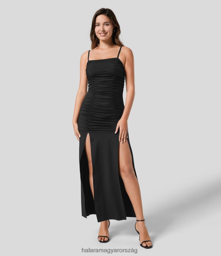 ruházat Halara állítható pántos domború, hasított maxi alkalmi csúszóruha eredeti nők 8FPF801180