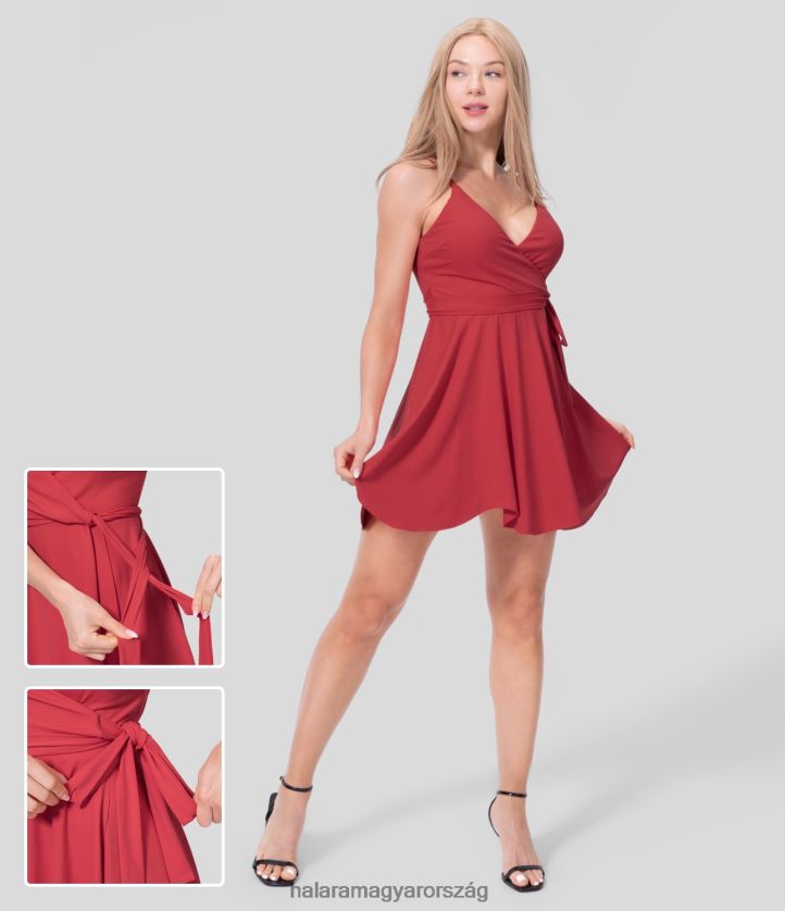 ruházat Halara állítható pántos hát nélküli nyakkendő oldalt becsomagolt fodros slip flowy mini alkalmi ruha salsa nők 8FPF801057