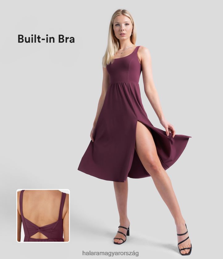 ruházat Halara párnázott háttámla csavart osztott midi alkalmi ruha ábra nők 8FPF801141