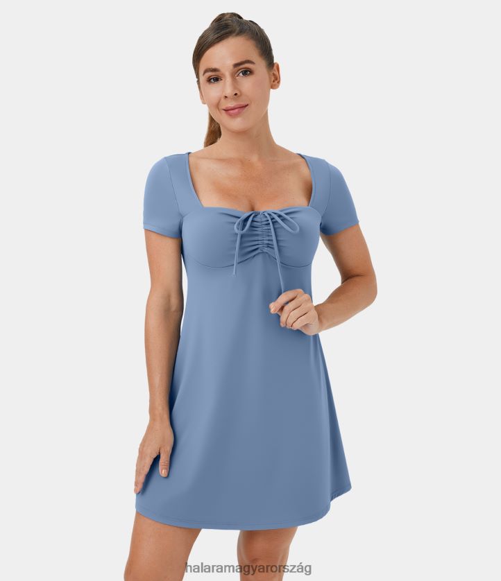 ruházat Halara rövid ujjú, húzózsinóros, dörzsölt alkalmi miniruha végtelenség nők 8FPF801001