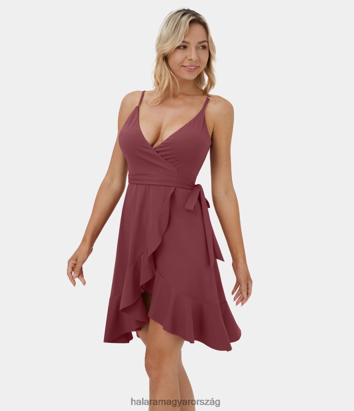 ruházat Halara softlyzero légies mély v nyakú állítható pánttal háttámla öves fodros szegély midi cool touch alkalmi ruha - bélés nélküli rövidnadrág kordobai nők 8FPF801170