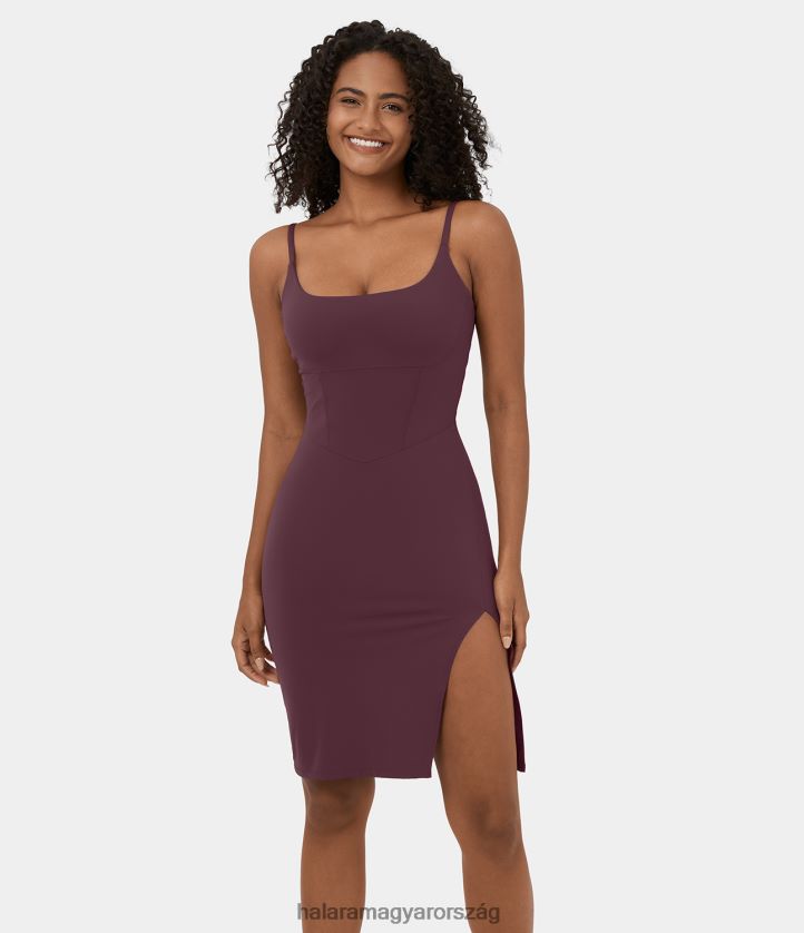ruházat Halara spagettipántos négyszögletes nyakú, hát nélküli fűző osztott bodycon midi alkalmi ruha ábra nők 8FPF801087