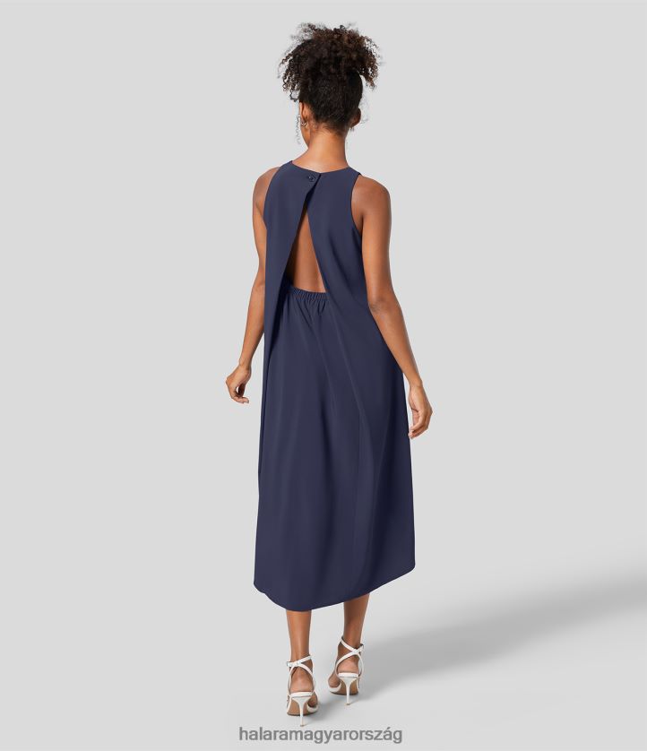 ruházat Halara szellős hátsó gombos oldalzseb magas alacsony midi gyorsan száradó munkaruha hazafi kék nők 8FPF801156