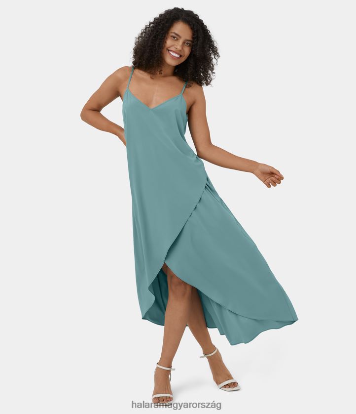ruházat Halara szellős állítható pánt v nyak, háttámla v hát aszimmetrikus crossover szegély flowy maxi gyorsan száradó alkalmi ruha ásványkék nők 8FPF801167