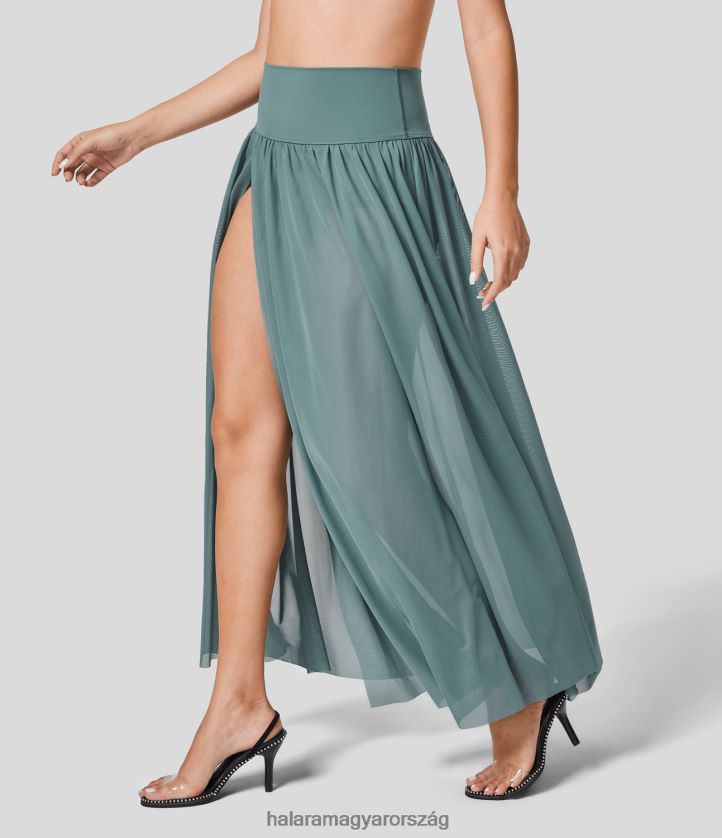 ruházat Halara Magas derekú, osztott 2 az 1-ben hálóból folyós maxi alkalmi szoknya poros türkiz nők 8FPF80706