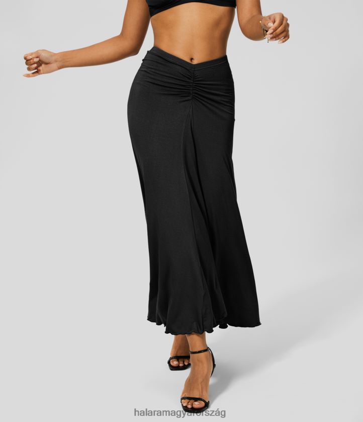 ruházat Halara alacsony emelkedésű v alakú, domború fodros maxi alkalmi szoknya fekete nők 8FPF80714