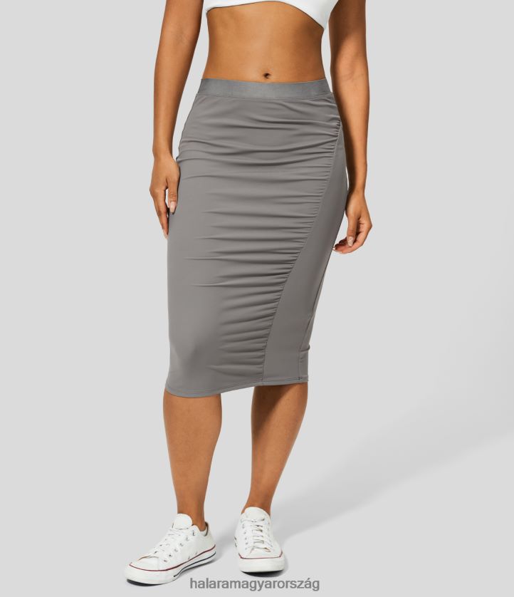 ruházat Halara középen emelkedő elasztikus derékrész, dörzsölt bodycon midi alkalmi szoknya toronyszürke nők 8FPF80739