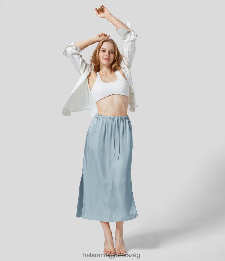 ruházat Halara középen emelkedő húzózsinóros oldalzseb osztott midi szaténszerű alkalmi szoknya eredeti nők 8FPF80763