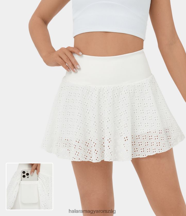 ruházat Halara magas derekú 2 az 1-ben oldalzsebből kivágott jacquard mini lobogó alkalmi szoknya fehér nők 8FPF80610