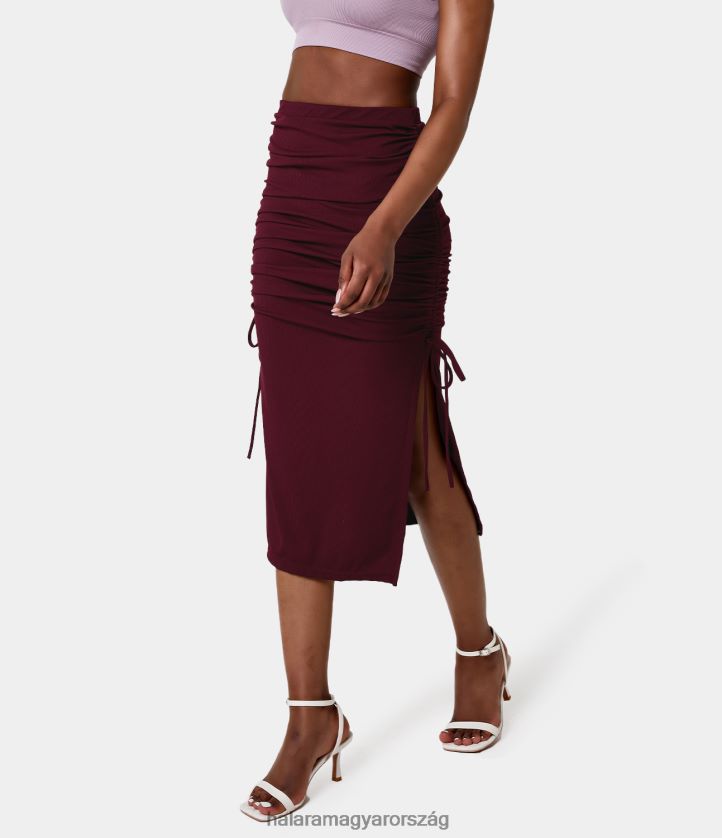 ruházat Halara magas derekú, barázdált húzózsinóros szegélyű, bordás midiszoknya vörös ibolya nők 8FPF80735