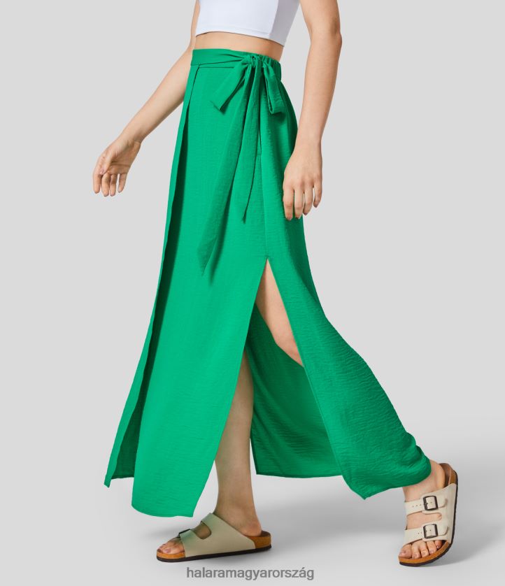 ruházat Halara magas derekú, becsomagolt nyakkendős oldalzseb osztott flowy maxi alkalmi szoknya hízelgő beszéd nők 8FPF80726