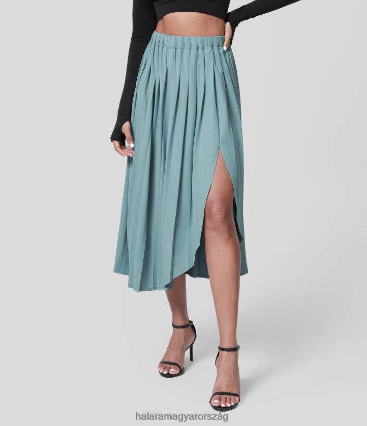 ruházat Halara magas derekú hajtogatott hasított aszimmetrikus szegélyű midi alkalmi szoknya turmalin nők 8FPF80755