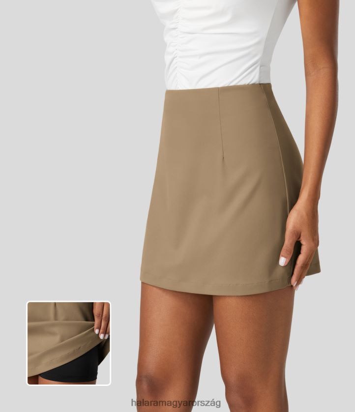 ruházat Halara oldalt magas derekú láthatatlan cipzár 2 az 1-ben vonalas mini alkalmi szoknya tigrisszem nők 8FPF80498