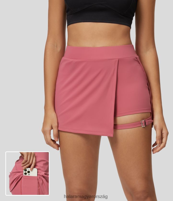 ruházat Halara softlyzero plüss magas derekú 2 az 1-ben oldalzseb állítható csatos bodycon mini alkalmi szoknya begónia rouge nők 8FPF80544