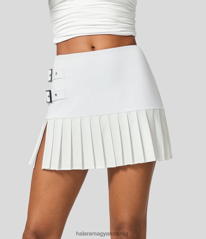 ruházat Halara szellős, középen emelkedő dekoratív csatos rakott 2 az 1-ben gyorsan száradó mini hétköznapi szoknya fehér nők 8FPF80583