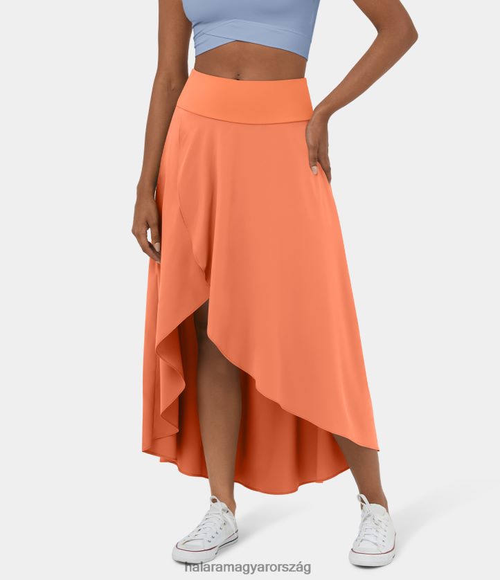ruházat Halara szellős, magas derekú, alacsony fodros 2 az 1-ben folyós, gyorsan száradó hétköznapi maxi szoknya pirosító narancs nők 8FPF80693