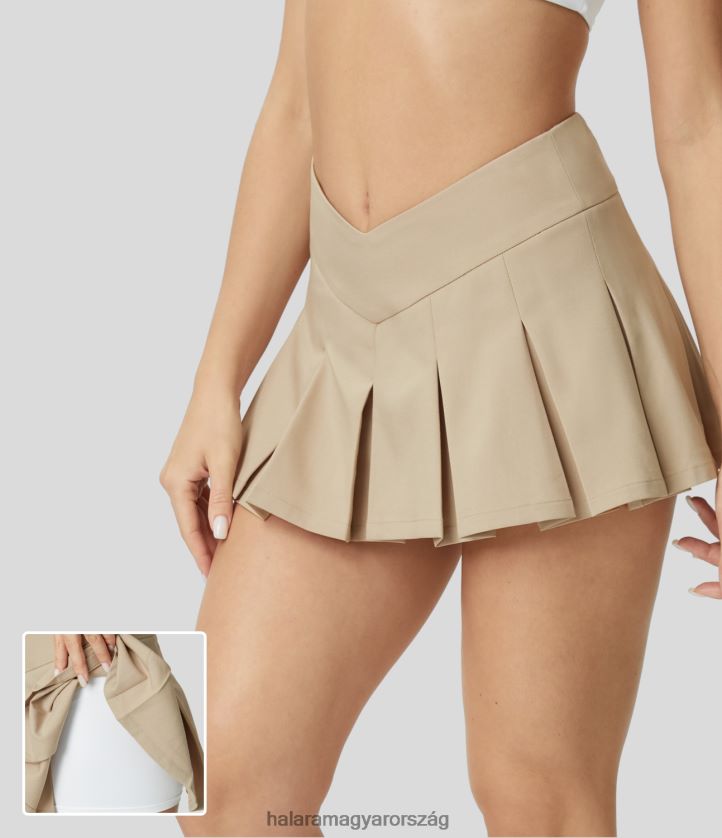 ruházat Halara v alakú derékpánt középen emelkedő láthatatlan cipzár 2 az 1-ben redőzött mini alkalmi szoknya kavics nők 8FPF80599